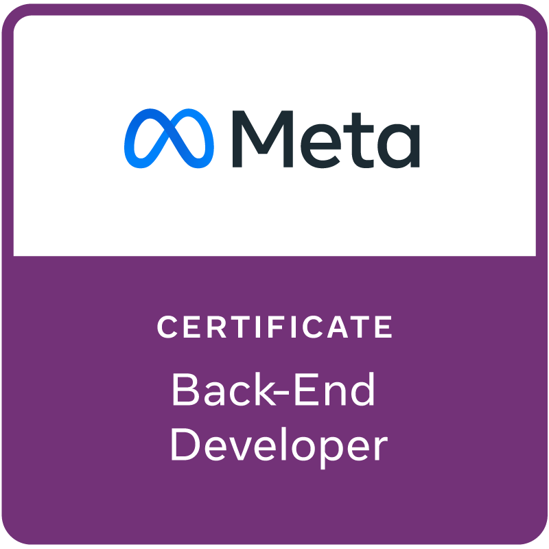 Badge officiel Meta Back-End Developer